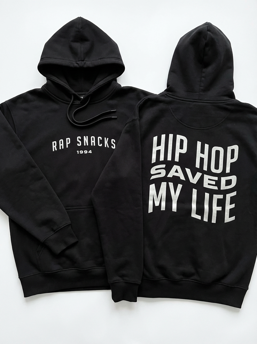 HIP HOP SAVED MY LIFE Hoodie | Black – OFFICIAL RAP SNACKS