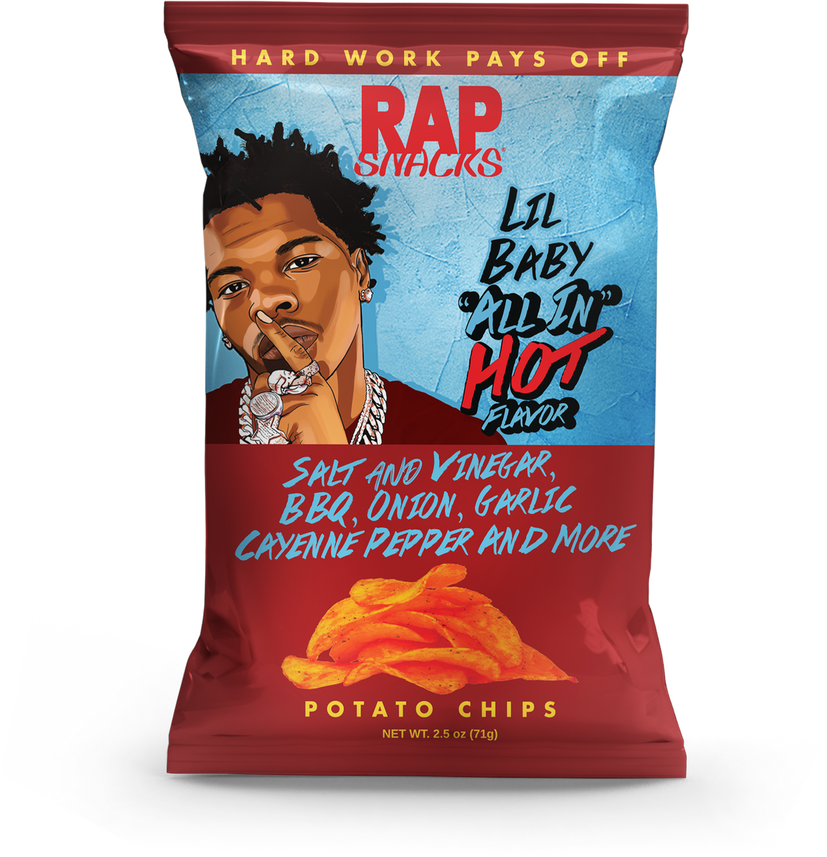 Lil Baby All in HOT Potato Chips (6 Bags) OFFICIAL RAP SNACKS