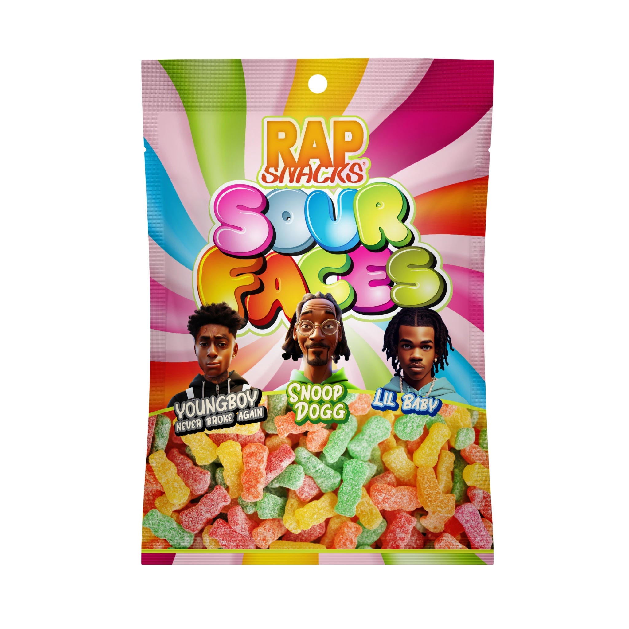 Rap Snacks Sour Gummy Candy Faces (5.3 oz) – OFFICIAL RAP SNACKS