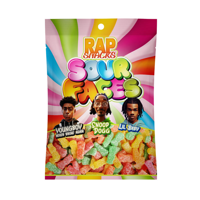 Rap Snacks Sour Gummy Candy Faces (5.3 oz)