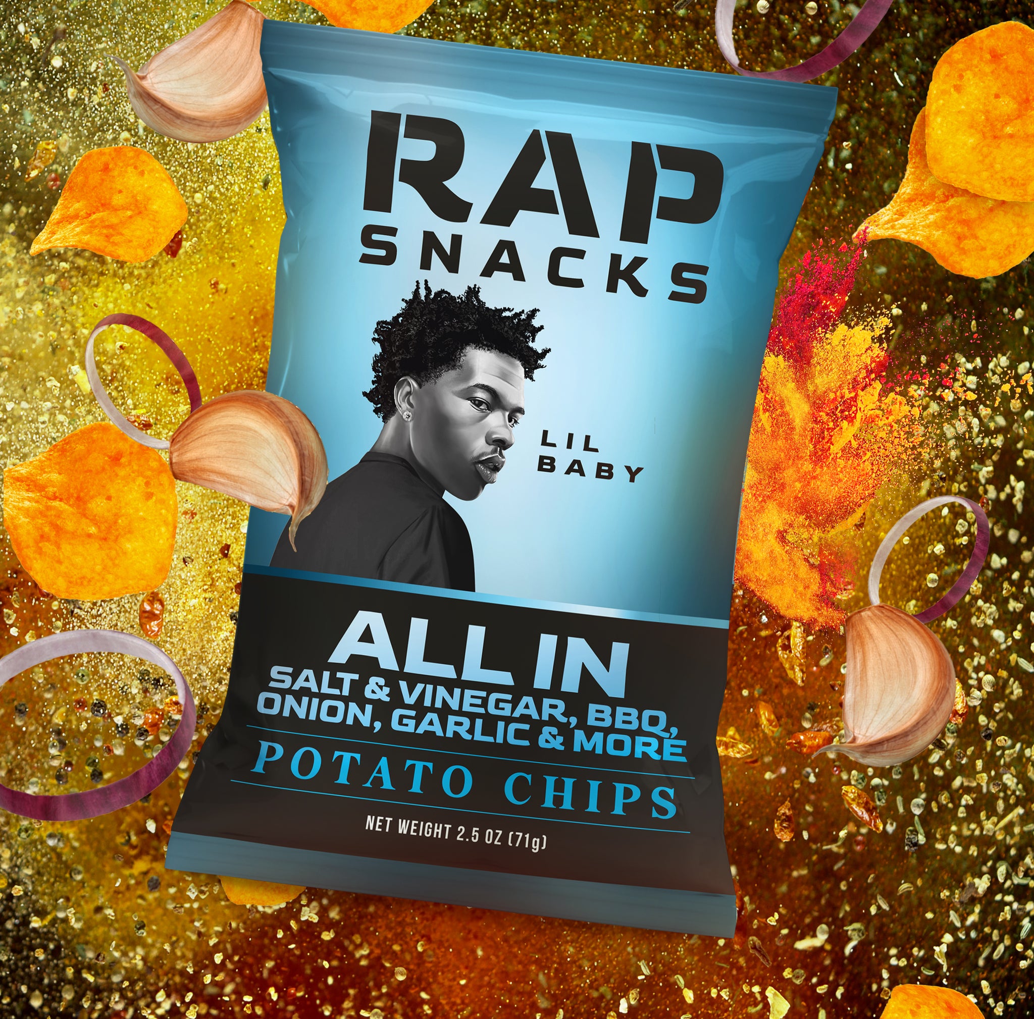 Snakz Rapper Rap Snacks Lil Baby All In Flavor Potato Chips (2.5oz) (10 Bags ...