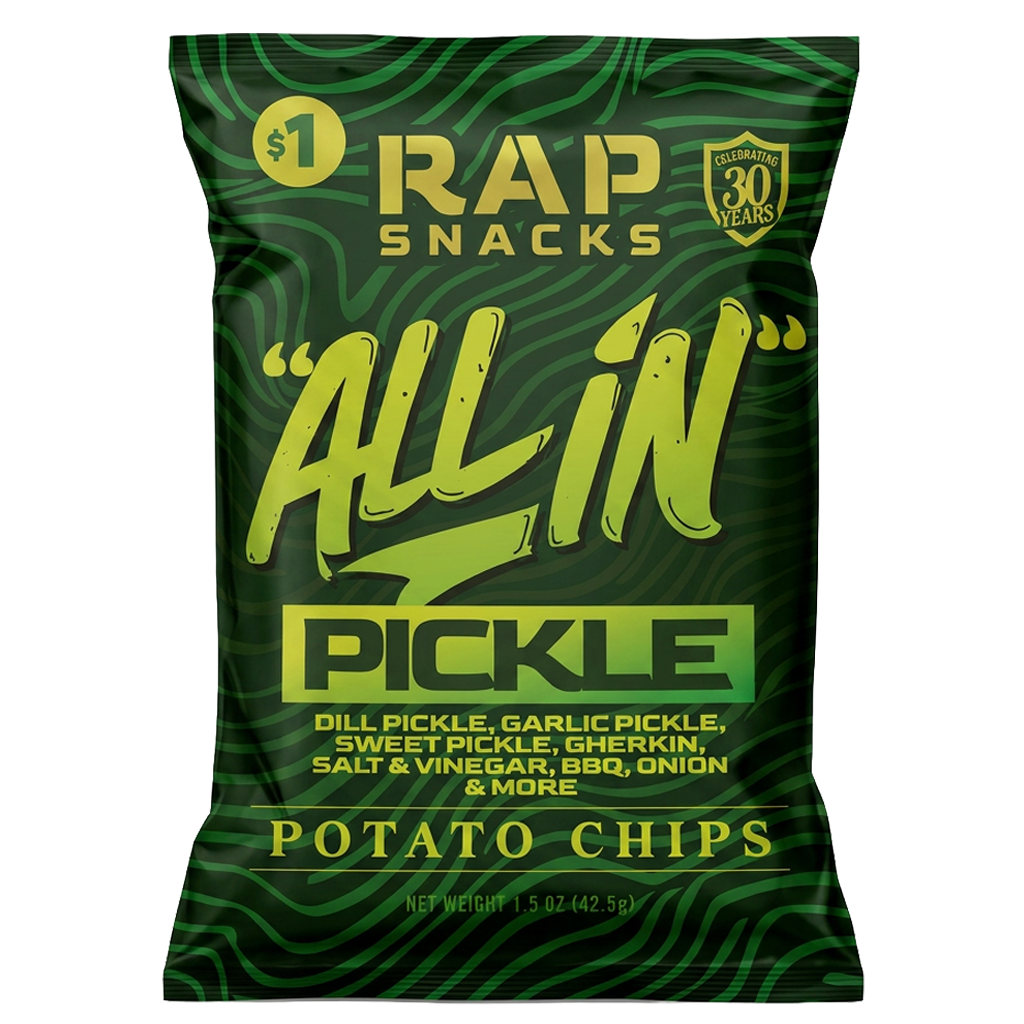 Rap Snacks All In Pickle Potato Chips 1.5oz (10-Pack) – OFFICIAL