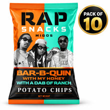 Load image into Gallery viewer, Rap Snacks Migos Bar-B-Quin With My Honey With a Dab of Ranch Chips (2oz) (12 bags) Top Tenns