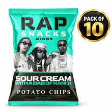 Load image into Gallery viewer, Rap Snacks Migos Sour Cream With A Dab Of Ranch Potato Chips (Top Teens) (2.5oz) (10 Bags)