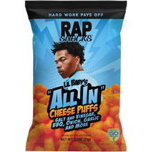 Load image into Gallery viewer, Rap Snacks Lil Baby&#39;s All In Cheese Puffs (2.5oz) (12 bags)