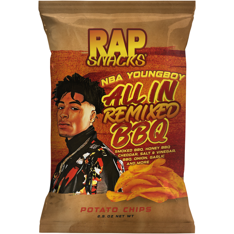 Front view of NBA YoungBoy All In Remixed BBQ chip bag.