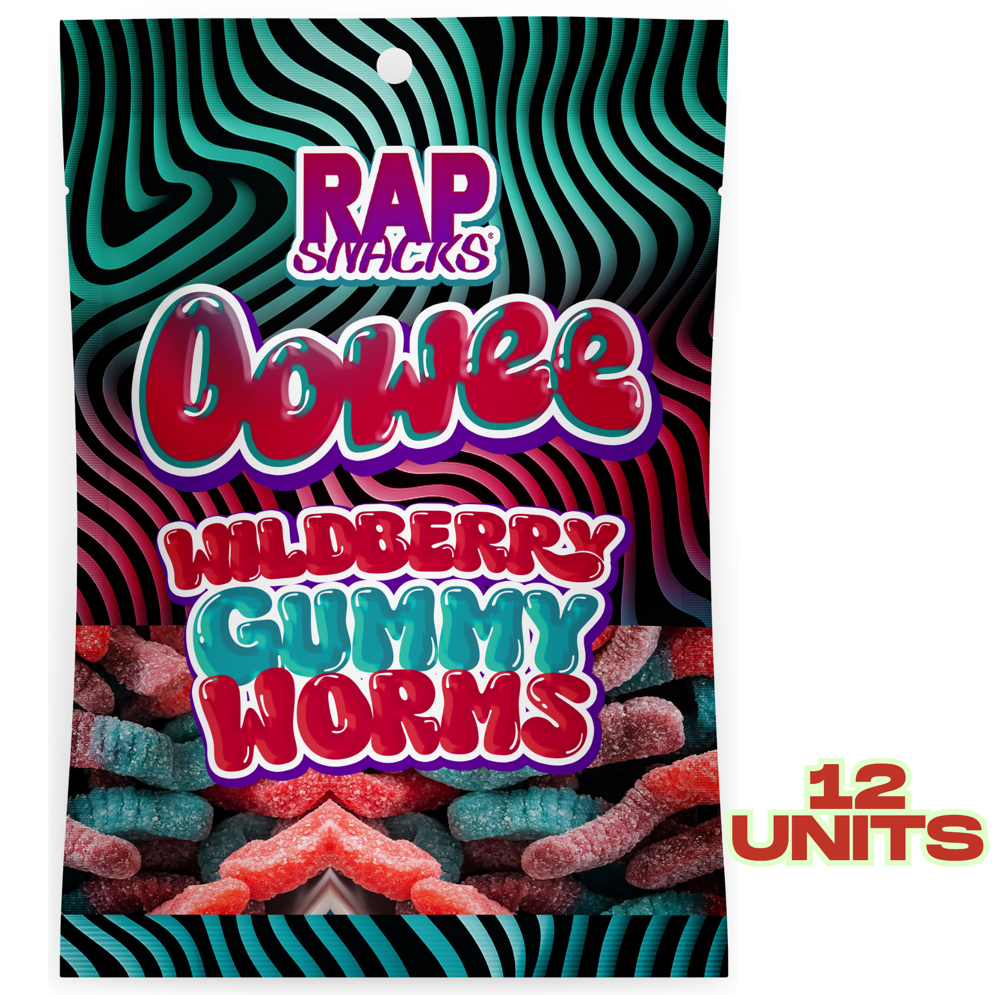 Rap Snacks Oowee Wildberry Candy Gummy Worms (5.3 oz) 12 Bags ...