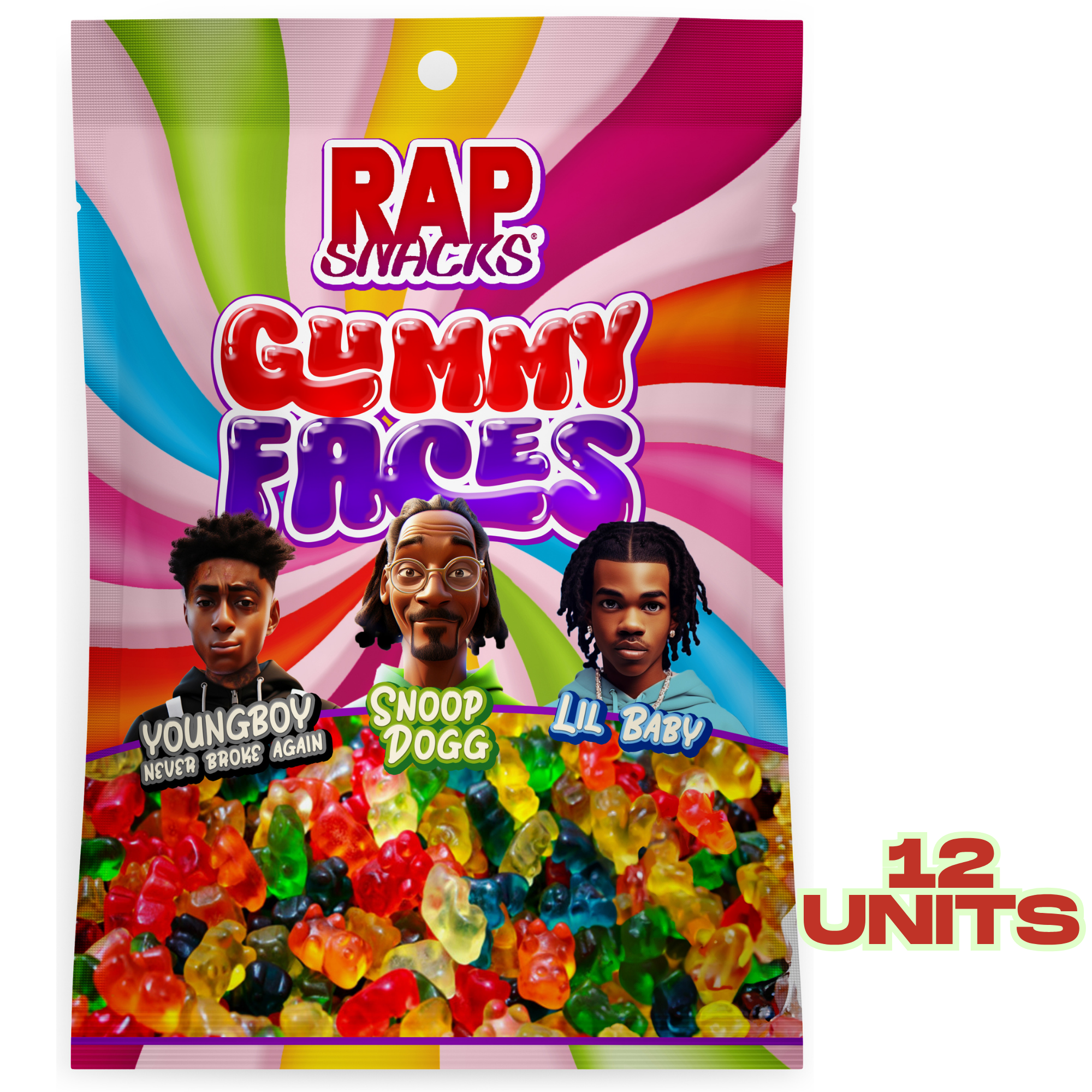Snacks Rappers Design Rap Snacks Gummy Candy Faces (5.3 oz) 12 Bags – OFFICIAL RAP SNACKS
