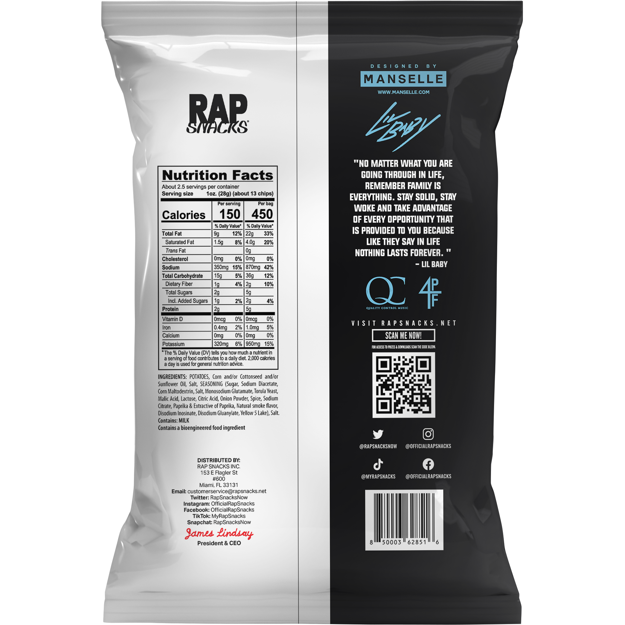 Snacks Packaging Rapper Rap Snacks Lil Baby All In Flavor Potato Chips (2.5oz) (10 Bags ...