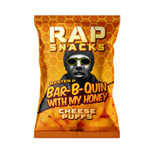 Load image into Gallery viewer, Rap Snacks Master P Bar-B-Quin With My Honey Cheese Puffs (2oz) Top Teens (Pack of 12)