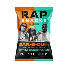 Load image into Gallery viewer, Rap Snacks Migos Bar-B-Quin With My Honey With a Dab of Ranch Chips (2oz) (12 bags) Top Tenns