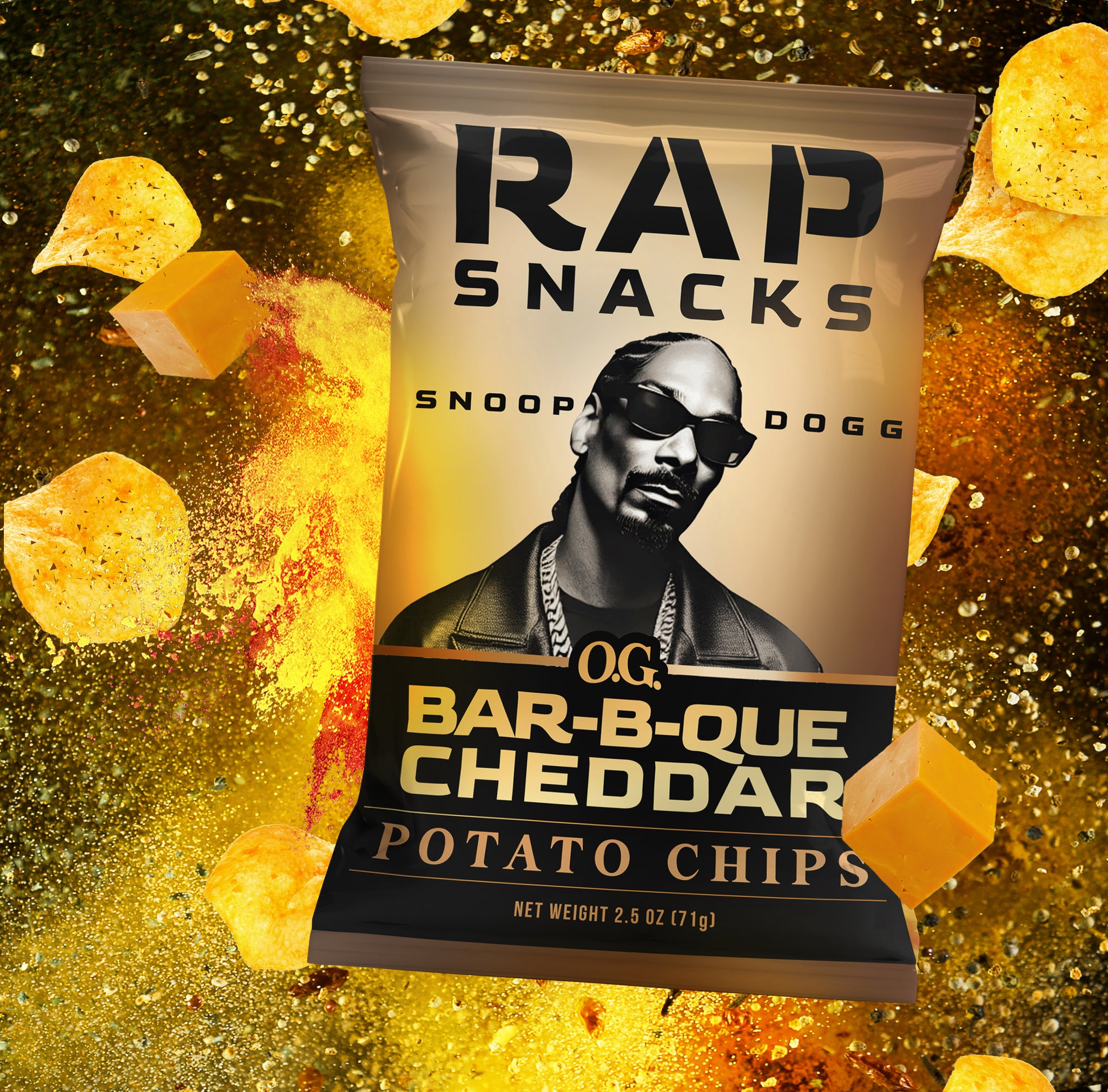 Snakz Rapper Rap Snacks Snoop Dogg OG Bar-B-Que Cheddar Potato Chips (2.5oz) (10 Ba ...