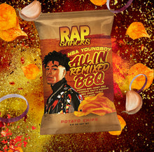 Load image into Gallery viewer, Rap Snacks NBA Remix chip bag with flavor burst design.