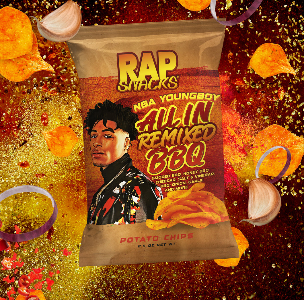 Rap Snacks NBA Remix chip bag with flavor burst design.