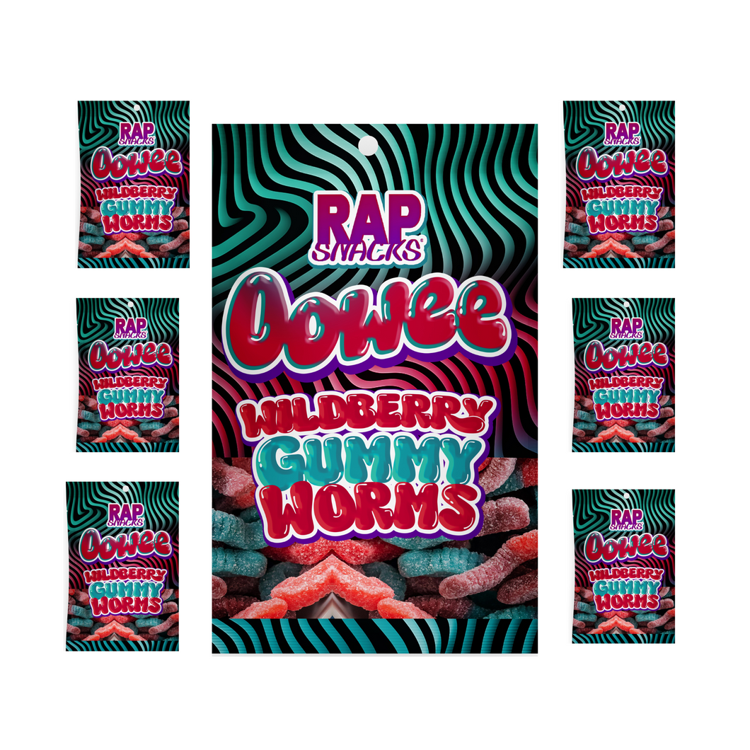 Rap Snacks Wildberry Gummy Candy Worms   6-PACK