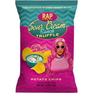 Front of Nicki Minaj Sour Cream Ranch Truffle chip bag.