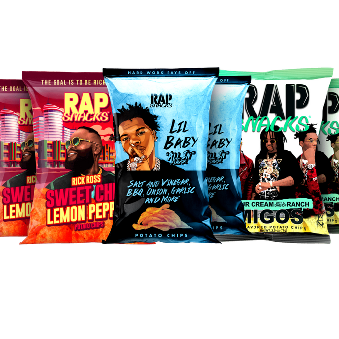 RAP SNACKS 6 Bags | Special Offer 2 Bags Rick Ross, 2 Bags Lil' Baby, 2 Bags Migos