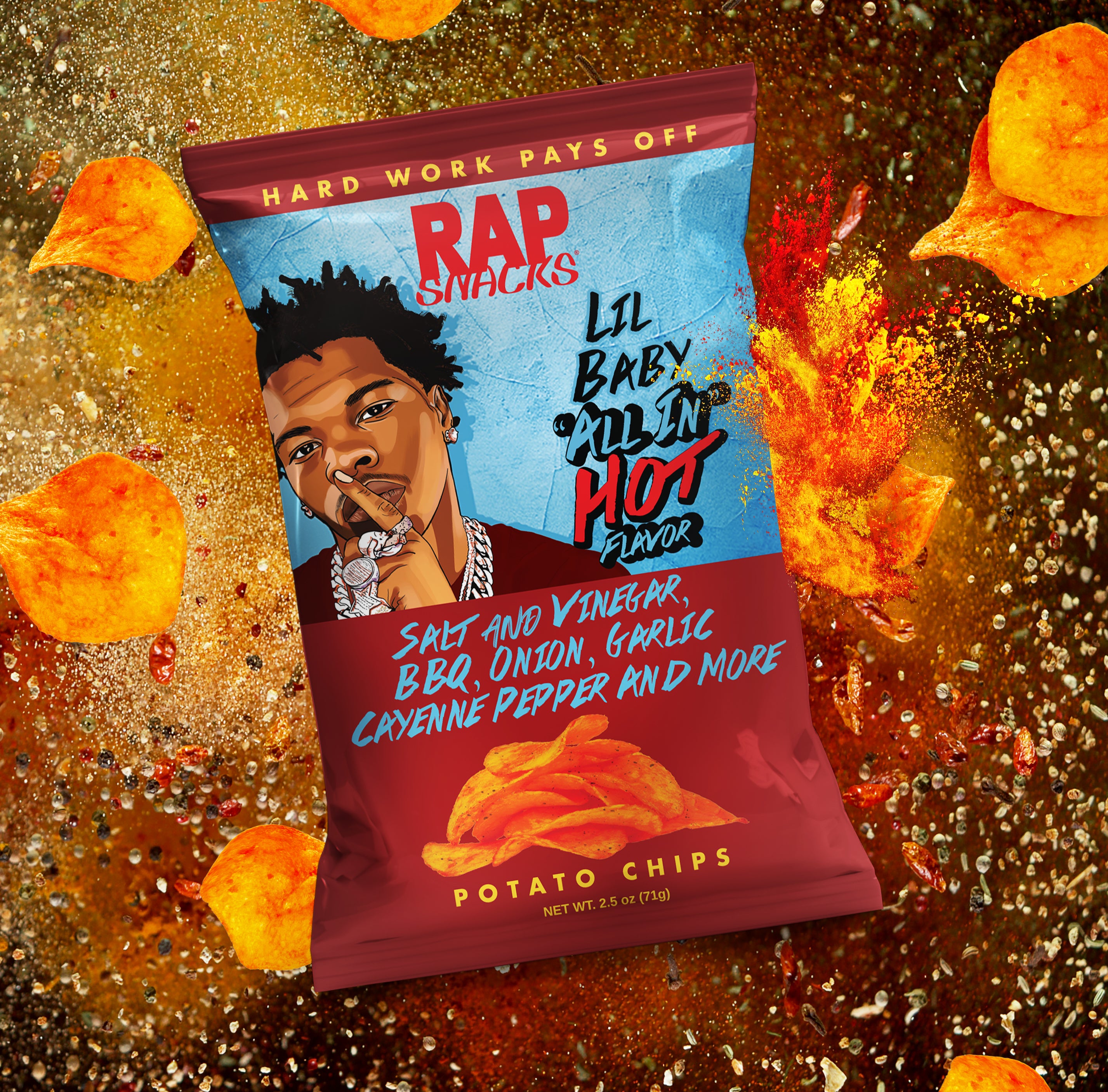 Lil Baby All in HOT Potato Chips (6 Bags) OFFICIAL RAP SNACKS